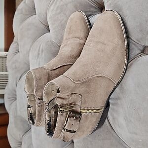Tan suede booties